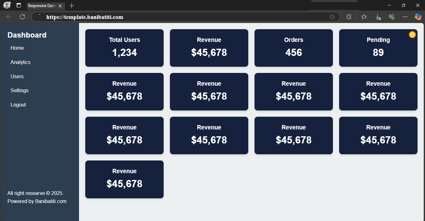 Responsive Dashboard Template
